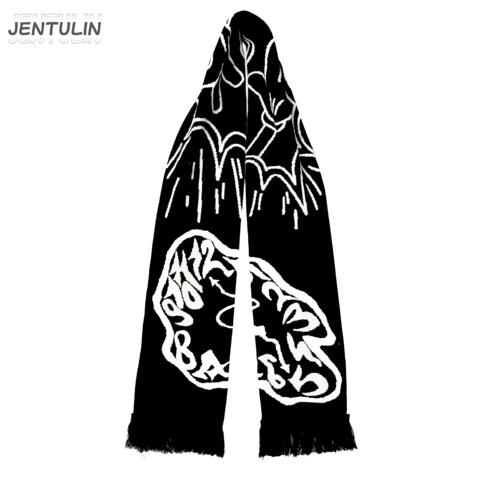 Männer Schal Winter Y2k Streetwear Schwarz Gestrickte Drakeoffc Uhr Goth Schal Schals Koreanische Harajuku Hip Hop Warme Unisex Zubehör