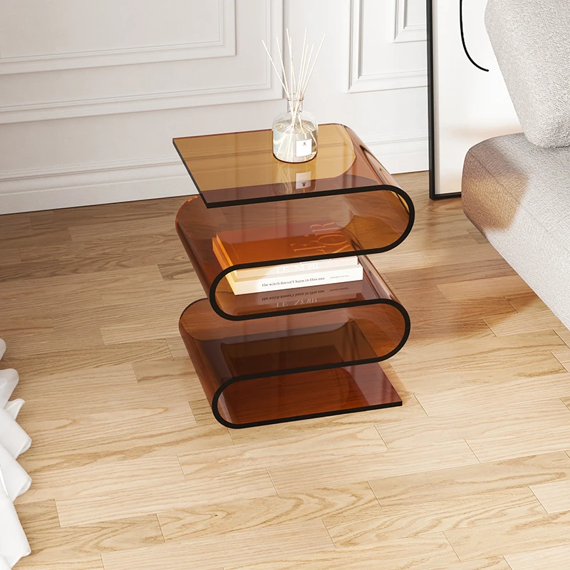 Nordischer S-förmiger Beistelltisch aus Acryl, minimalistischer Luxus-Bücherregal, Aufbewahrungsständer, Wohnzimmer, Schlafzimmer, Beistelltisch, 5 Farben Image