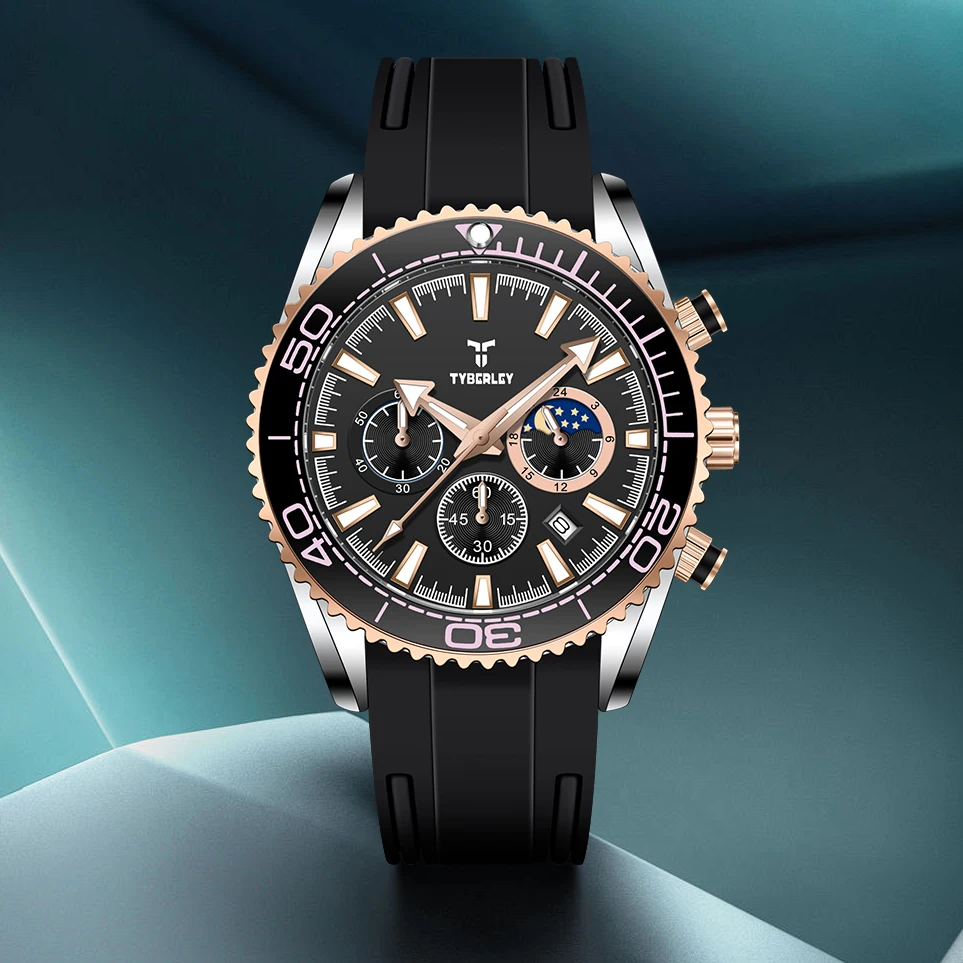 TYBERLEY 2025, Herrenuhren, Top-Luxus-Quarzuhr für Herren, Chronograph, Armbanduhren, wasserdicht, Sport, leuchtendes Geschenk, Herrenuhr Image