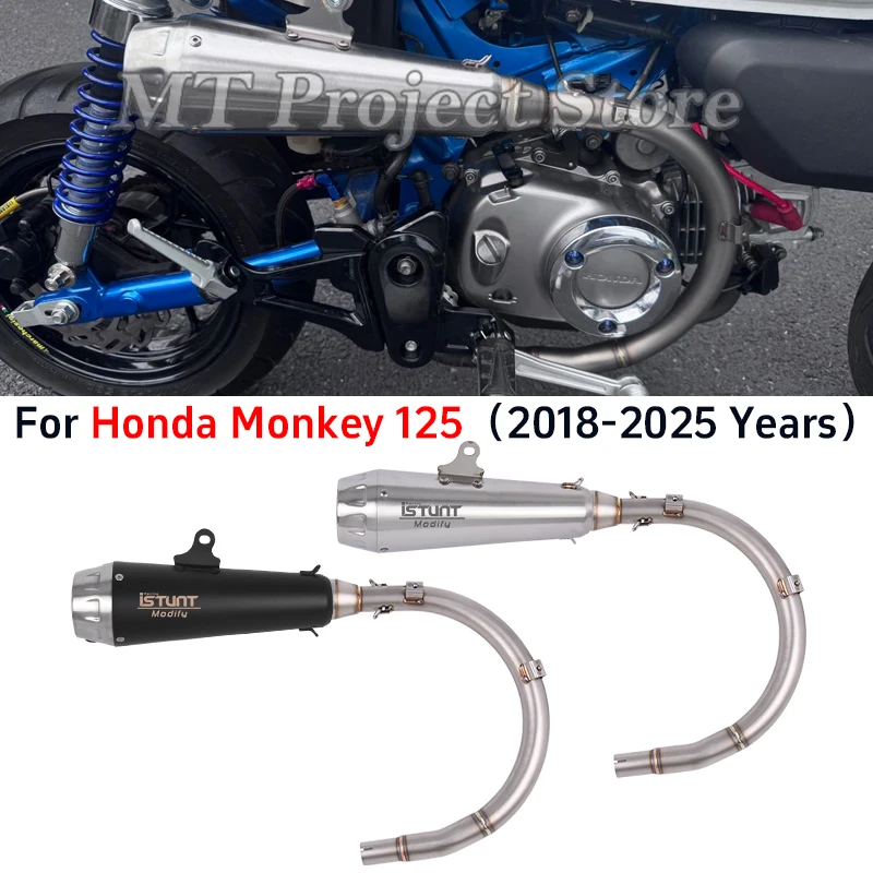 Für Honda Monkey 125 Monkey125 2018–2025 Jahre Komplettsystem Motorradauspuff Escape Middle Link Rohr Schalldämpfer Moto DB Killer Image