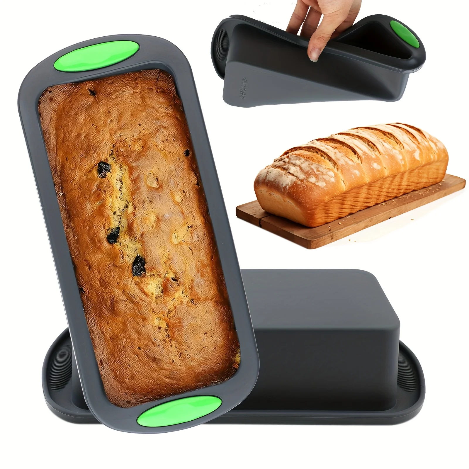 1 Stück rechteckige Silikon-Backblech, antihaftbeschichtet, flexible Pfanne für Brot, Kuchen, Muffins, Kuchen, Schokolade, Küchenutensilien Image