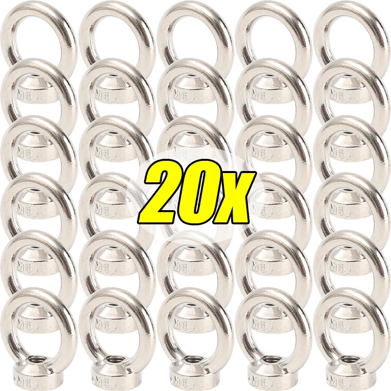 5-20 stücke M5/M6 Rund Hebe Ring Muttern Hebe Auge Gewinde Mutter Verschluss Ringschraube Zink-legierung Ring haken Mutter Schrauben Werkzeuge Image