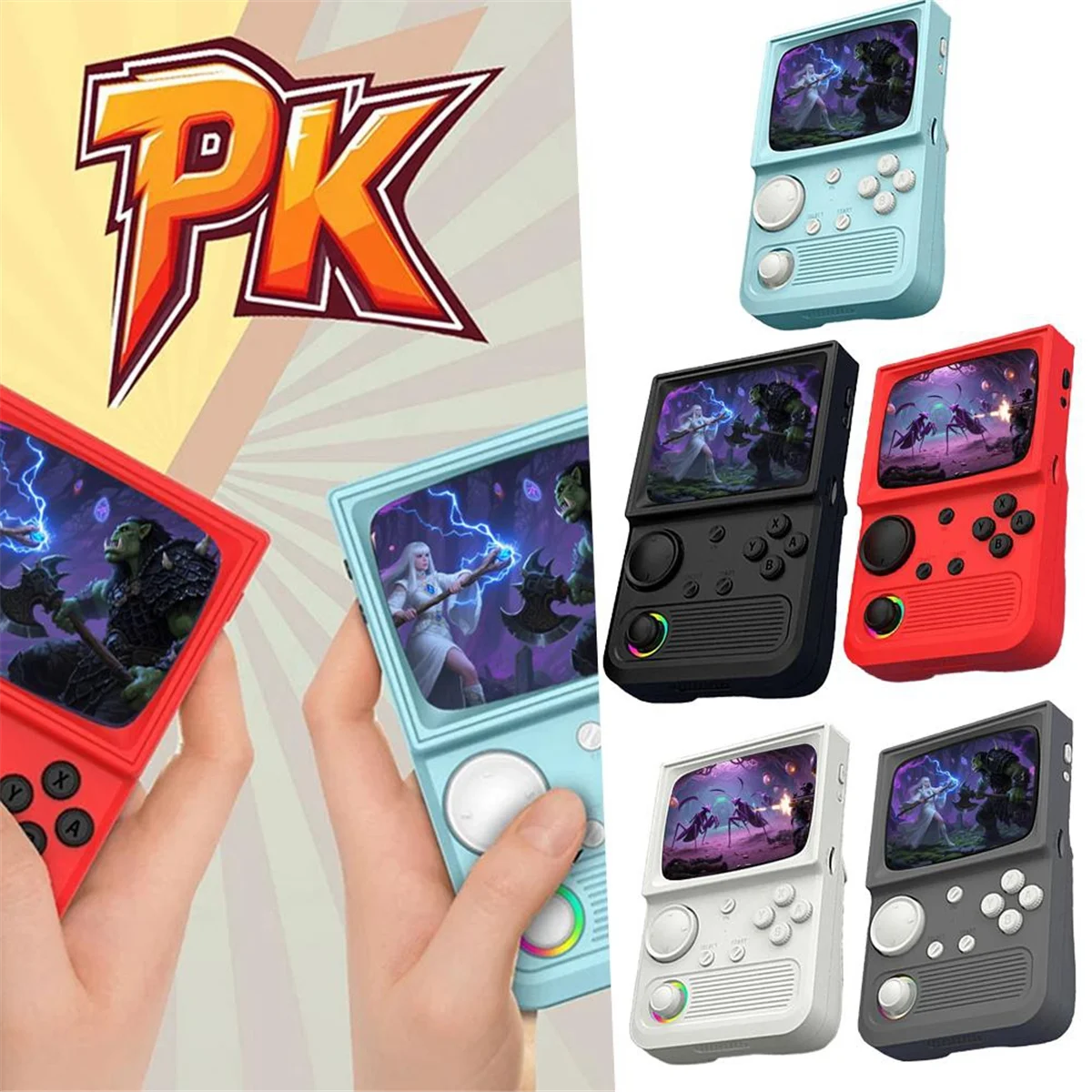 2025+ R36T Retro-Handspielkonsole 128G 20000 Spiele 3,5-Zoll-IPS-Bildschirm Tragbarer Taschen-Videospiel-Player Grau