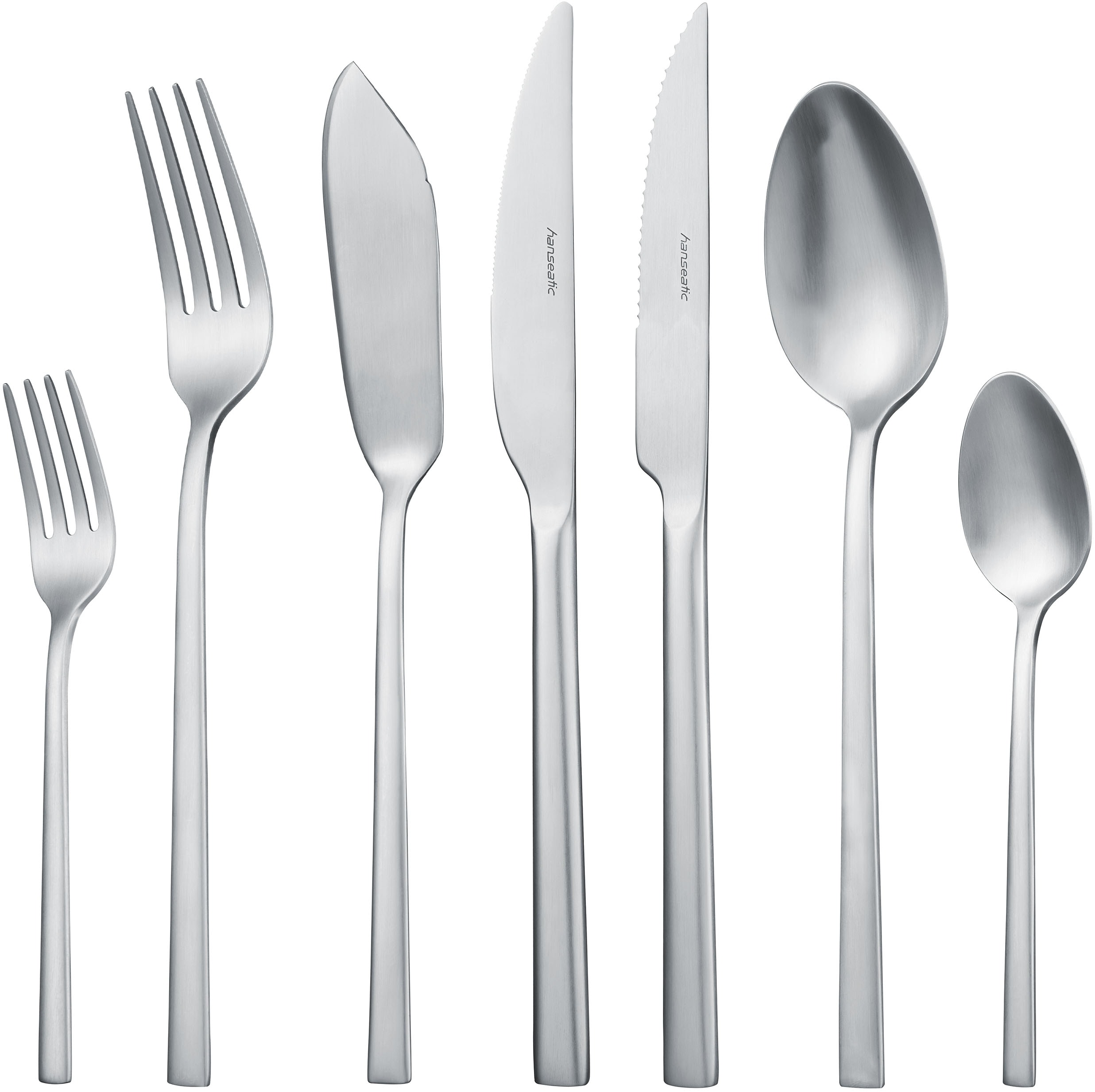 Besteck-Set HANSEATIC "SMART, wahlweise in glänzender oder matter Optik", silber (silberfarben), 42 tlg., Edelstahl 18/10, Essbesteck-Sets, leichtes und minimalistisches Design