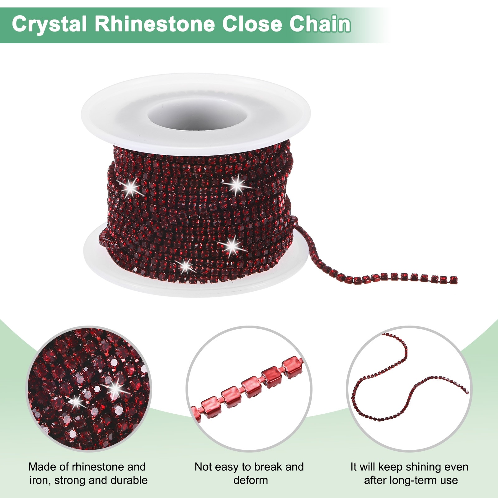 Crystal Rhinestone Close Chain Crystal Single Row Trimming Claw Cup Chain Roll for Sewing Crafts