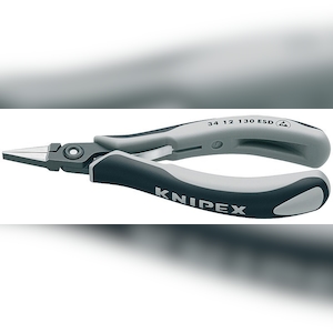 KNIPEX ESD Präzisions-Elektronik-Greifzange, flach, brüniert, mit Mehrkomponenten-Hülle, 130 mm Image