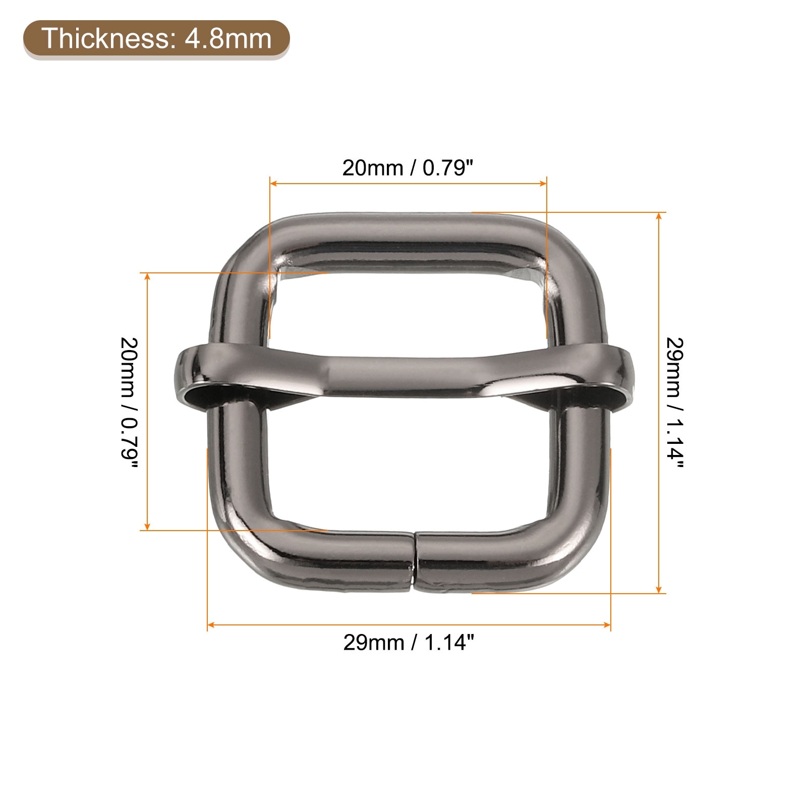 Metal Slide Buckle, Metal Zinc Alloy Adjustable Buckle Flat Slide Strap Release Buckles for Backpack Purse Strap