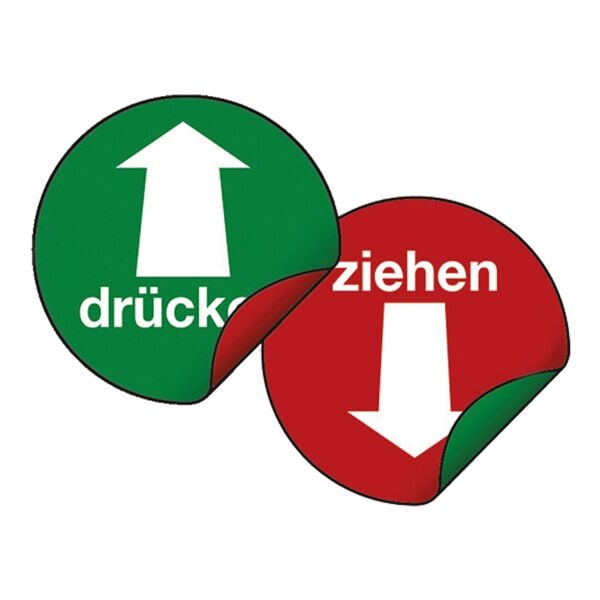 Marahrens Tür-Hinweisschild »ziehen + drücken + Pfeil« Ø 10 cm Kunststoff 10 Stück rot, 10x10 cm Image