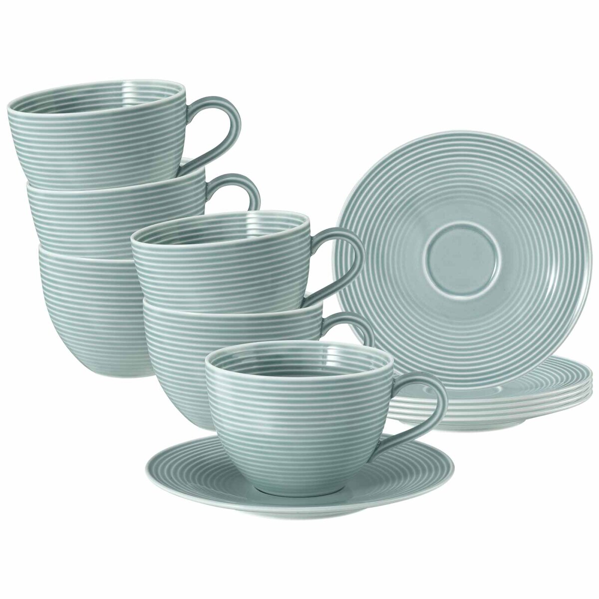 Seltmann Weiden Beat Color Glaze Teetassen mit Untertassen 6er Set Arktisblau Image