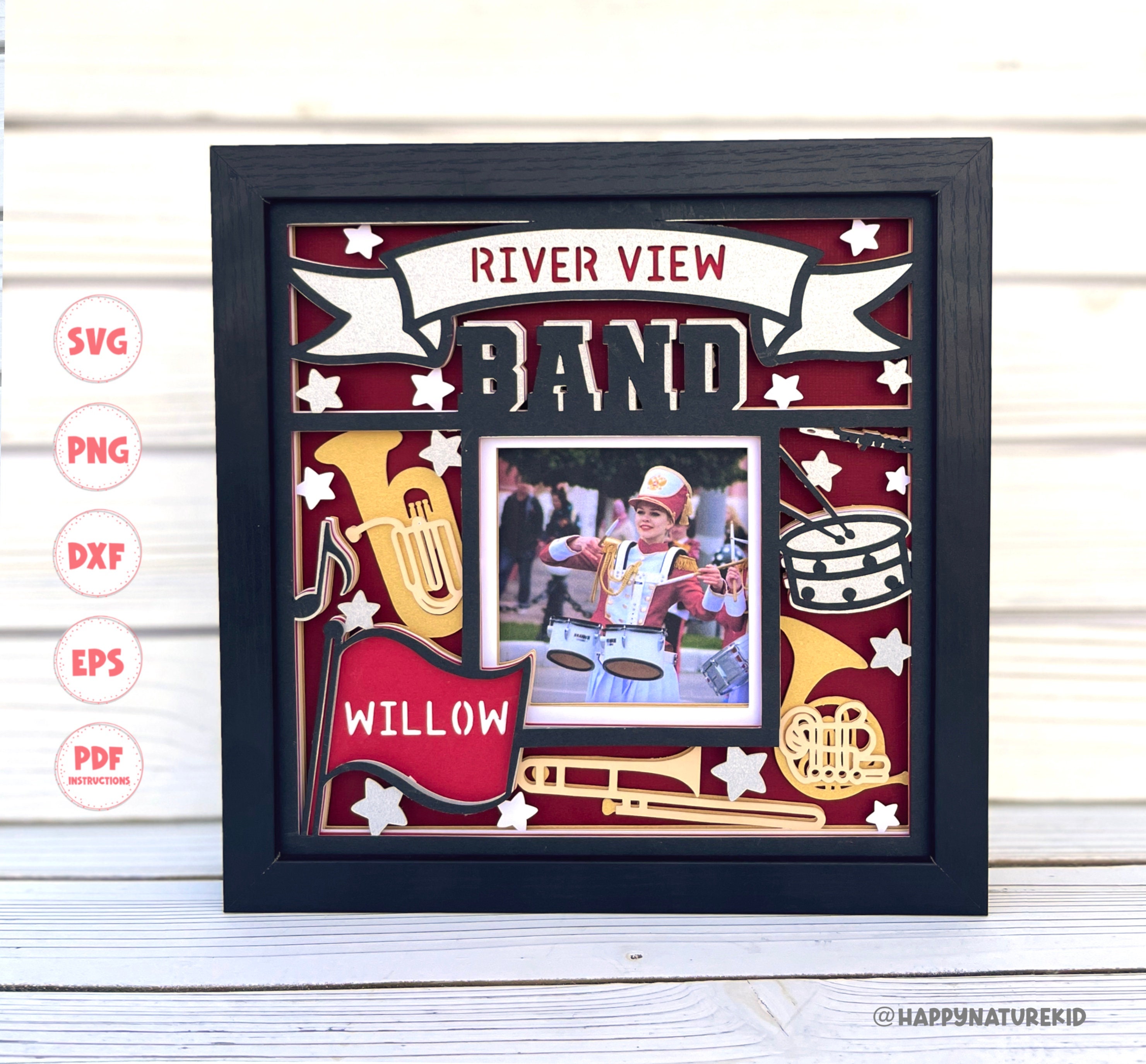 Band shadow box svg shadow box svg Layered svg 3d svg shadow box Band svg 3d Layered svg Svg per Cricut
