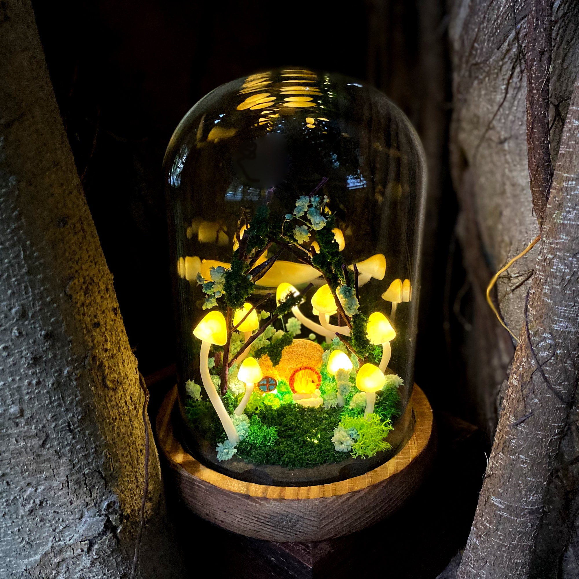 Lampada a fungo fatta a mano, luce notturna naturale, nuvola luminosa, cottage, luce notturna a forma di fungo, decorazione da tavolo in stile bosco,