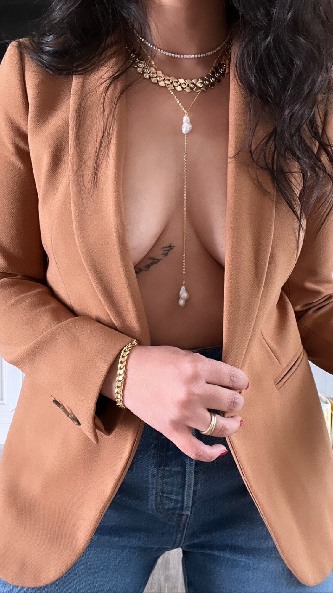 Collana di perle / Collana a Y / Collana lariat / Collana in oro 18k / Collana minimalista / Collana semplice / Collana elegante / Regalo per lei
