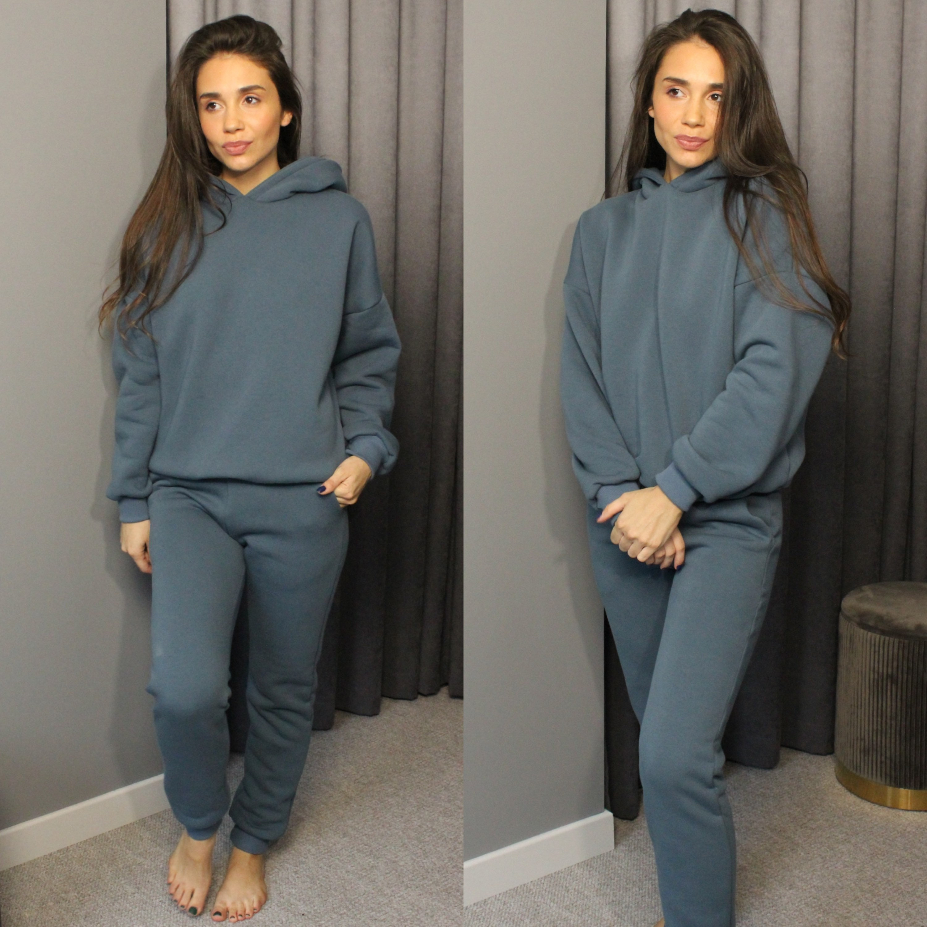 Tuta in morbido cotone, pantaloni della tuta, streetwear, set da salotto, set da due pezzi, tuta, set da salotto, completo da donna PENNY, felpa overs