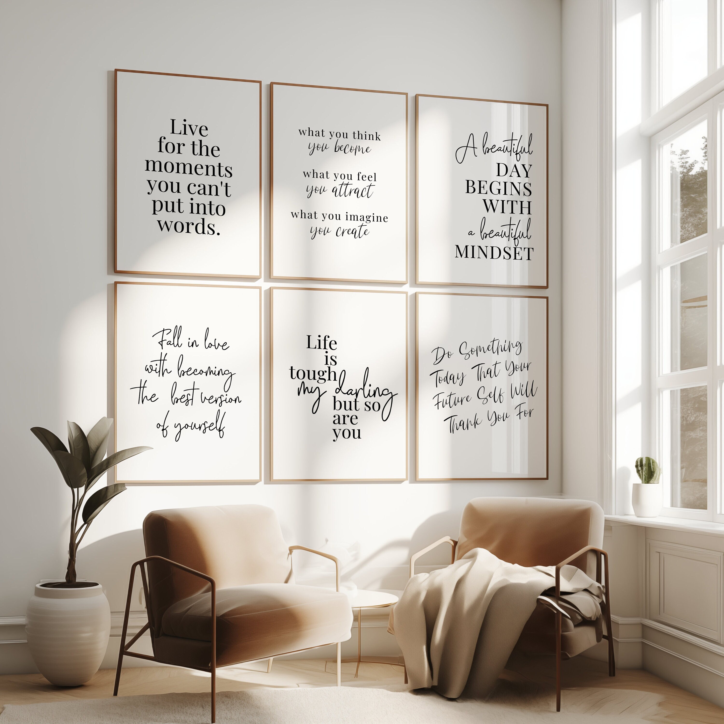 Quadri ispirazionali per donne con citazioni sulla vita, set di 6 stampe per la parete della galleria, decorazioni motivazionali per l'ufficio, stampe