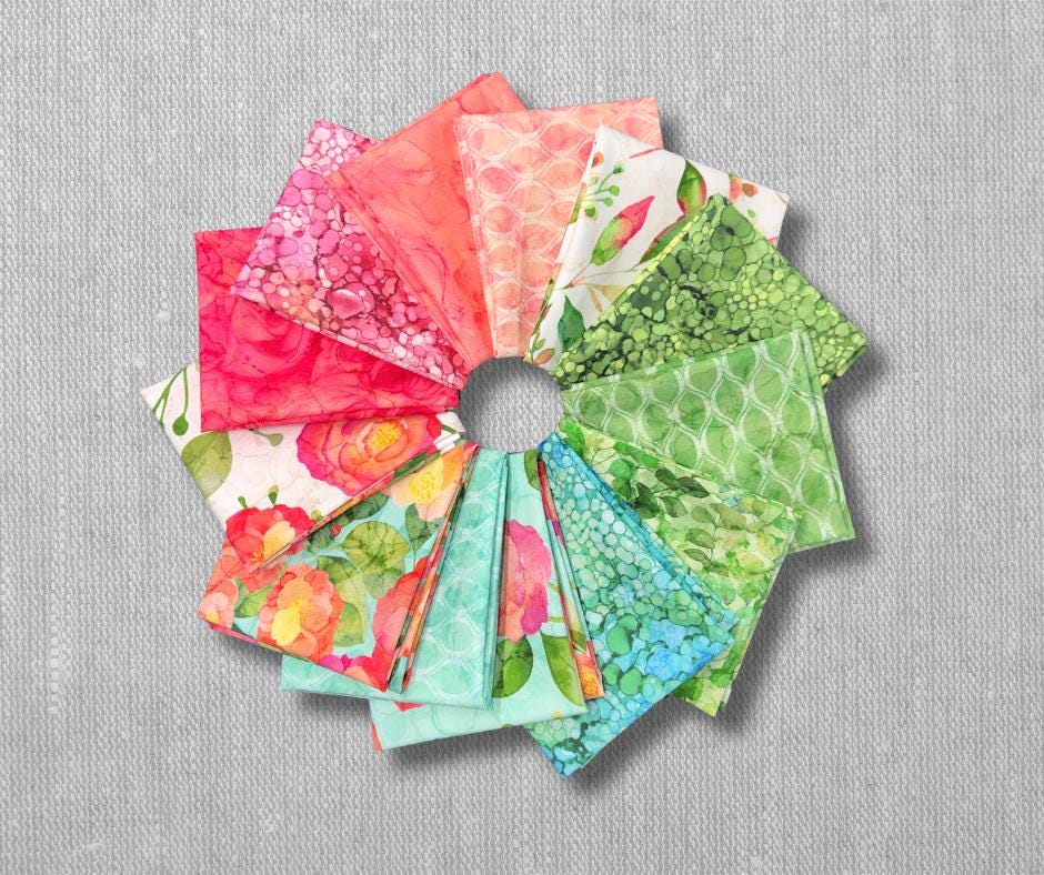 Set di 13 pezzi di tessuto Veranda Fat Quarter / Di Deborah Edwards e Melanie Samra per Northcott Fabrics 7049