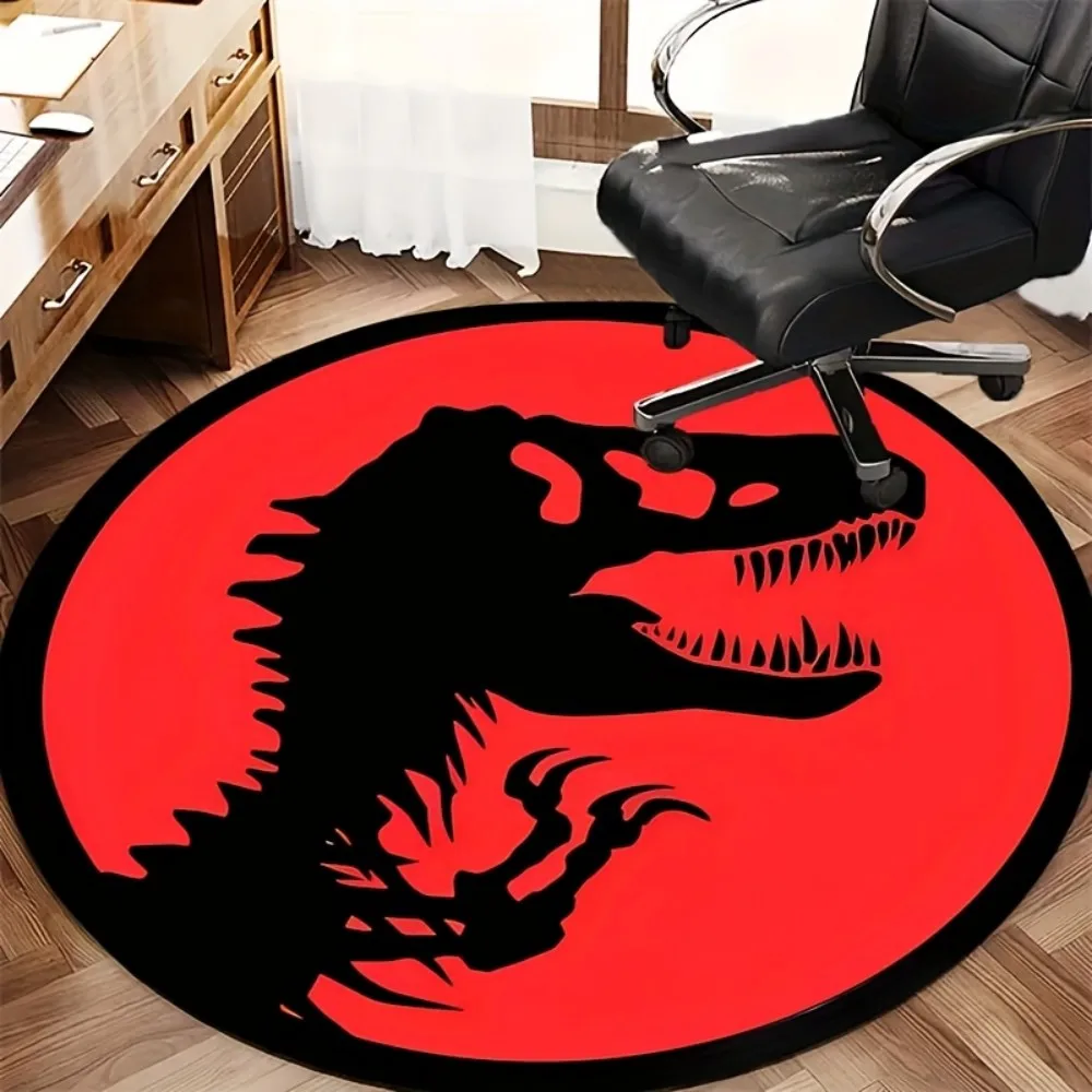 VIKAMA Dinosaurier-Kinderteppich, rutschfeste runde Spielmatte, perfekt für Schlafzimmer und Wohnzimmer, Bodendekoration, Geschenk für Jungen und Mädchen