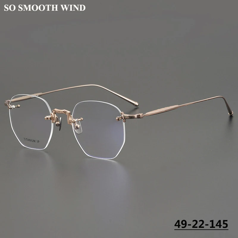 Polygon Reinem Titan Rahmenlose Brillen Männer Frauen Ultraleicht Retro Quadrat Unregelmäßige Gläser Rahmen Brillen Randlose Brillen Image