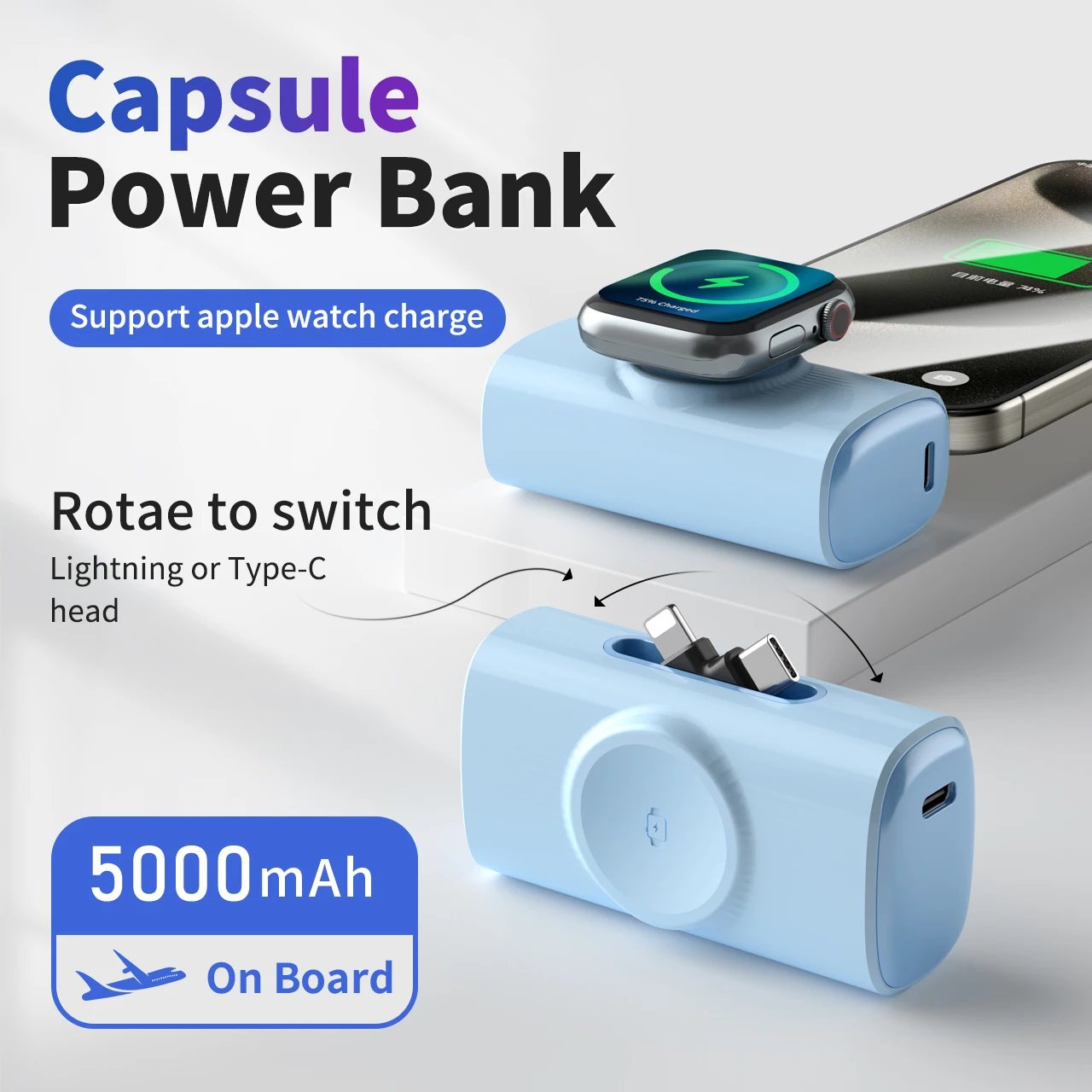 Wireless PowerBank Schnellladung Tragbarer mobiler externer Akku für Apple Watch iPhone Samsung Xiaomi Ersatzakku Image