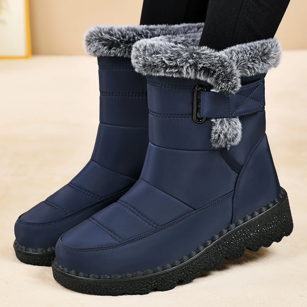 Modische neue bequeme verschleißfeste und rutschfeste Damenstiefel Winter elegante einfarbige sexy warme Schneestiefel