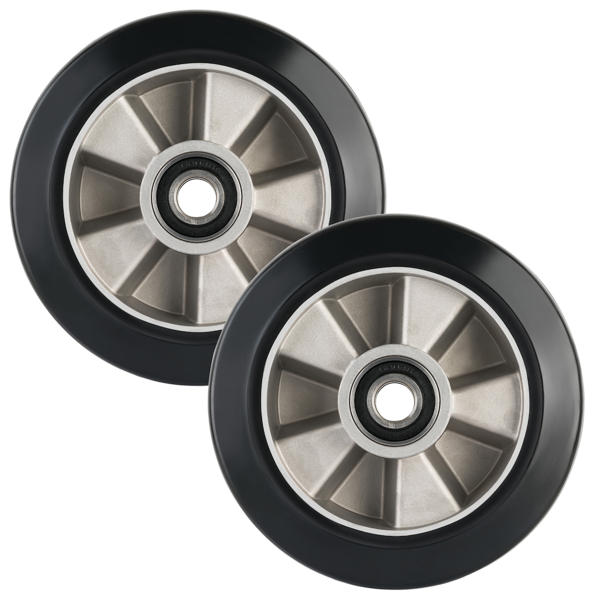 2 Stück Hubwagenräder Gummi 200 x 50/50 mm, Achse 20 mm inkl. Kugellager Image