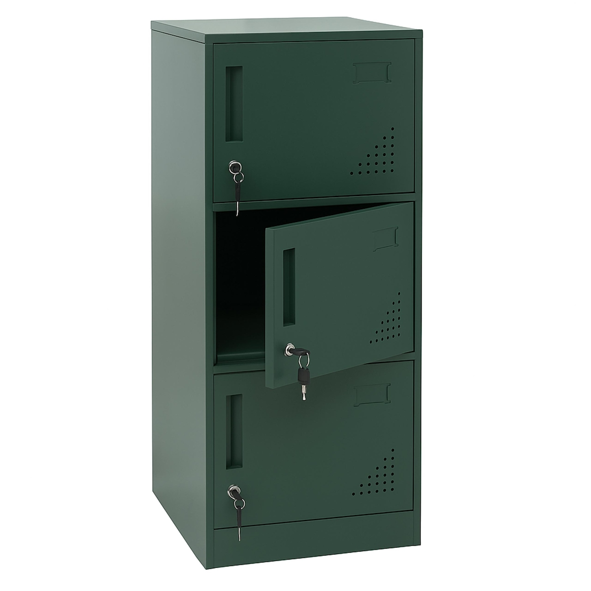 Mendler Spind HWC-P63, Schließfach Wertfachschrank Schließfachschrank 3 Türen, 90x38x45cm Stahl ~ grün Image