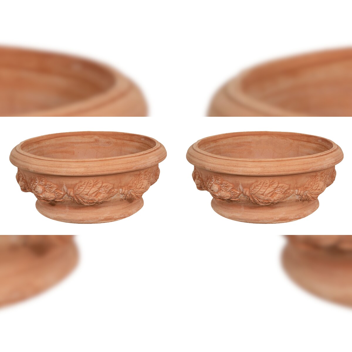 BISCOTTINI INTERNATIONAL ART TRADING Biscottini Set 2 Blumentöpfe 40x40x19 cm – Runder Terrakottatopf – Blumentöpfe für den Innenbereich – Blumenkasten für den Außenbereich Made in Italy Image