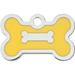 Small Yellow Epoxy Chrome Bone Personalized Engraved Pet ID Tag, 1 3/8" W X 3/4" H