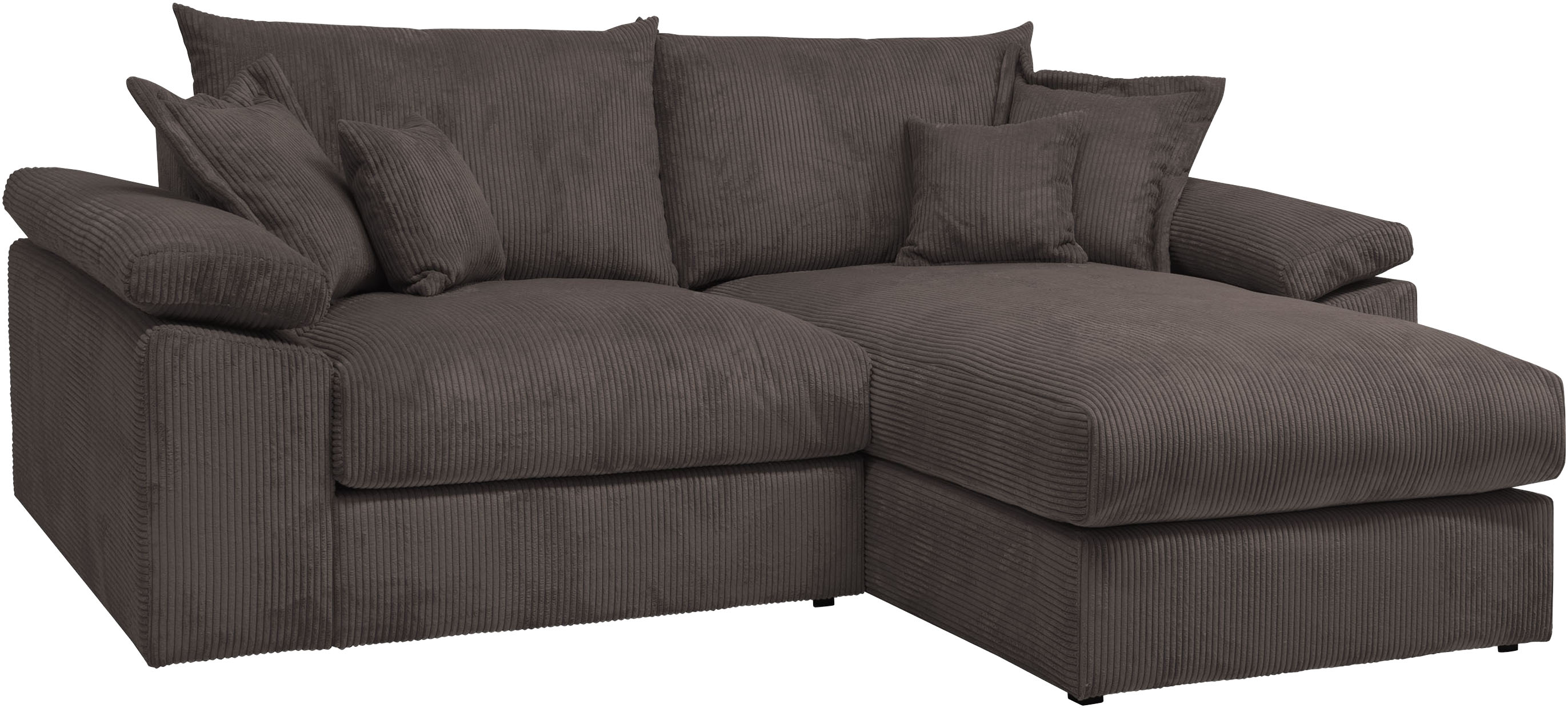 Ecksofa HOME AFFAIRE "Soft&Cosy XL L-Form, B: 246 cm - OTTO. Verlässliche Qualität.", dunkelbraun, B:246cm T:187cm, 100% Polyester, Sofas, Ecksofa, Mega-Sofa, Cord oder Chenille-Struktur, mit Federkern & 4 Zierkissen, Topseller