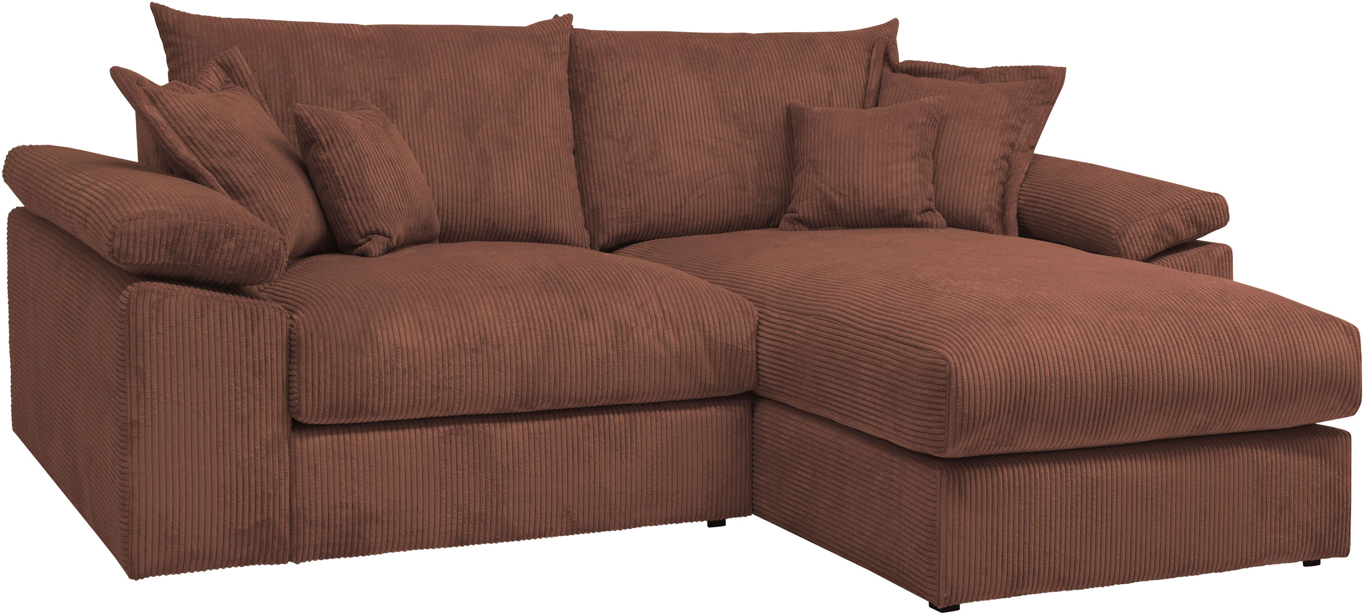 Ecksofa HOME AFFAIRE "Soft&Cosy XL L-Form, B: 246 cm - OTTO. Verlässliche Qualität.", terracota, B:246cm T:187cm, 100% Polyester, Sofas, Ecksofa, Mega-Sofa, Cord oder Chenille-Struktur, mit Federkern & 4 Zierkissen, Topseller