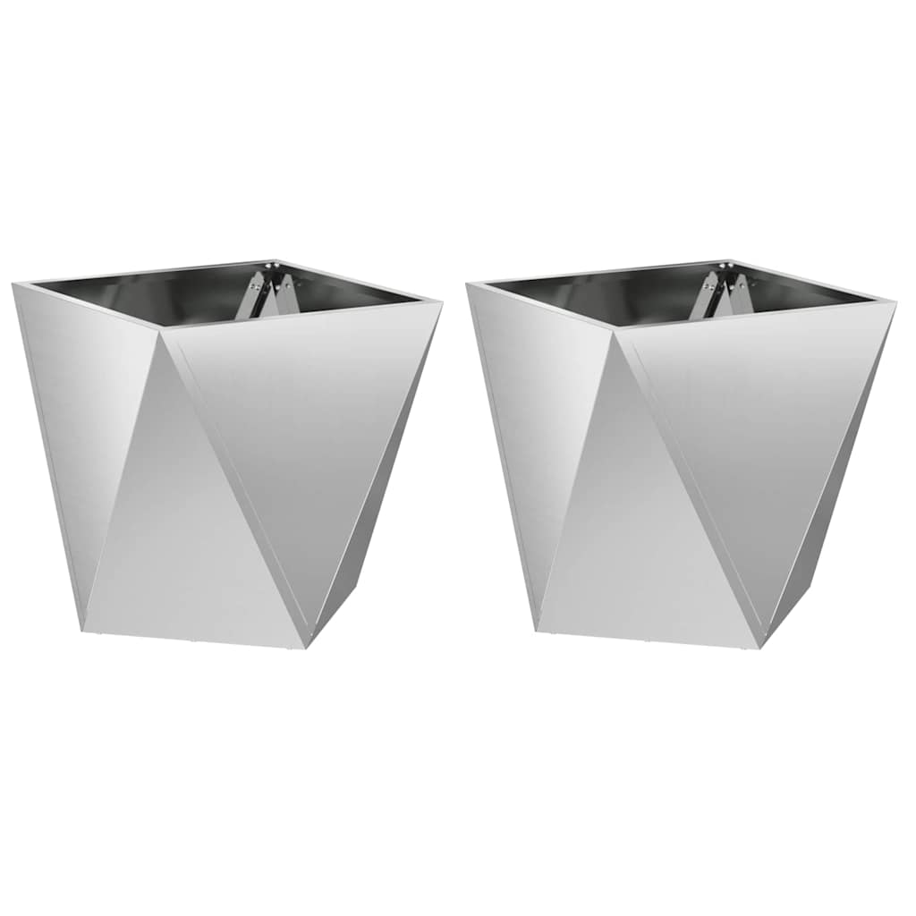vidaXL Pflanzkübel 2 pcs Silber 50 x 50 x 50 cm Verzinkter Stahl Image