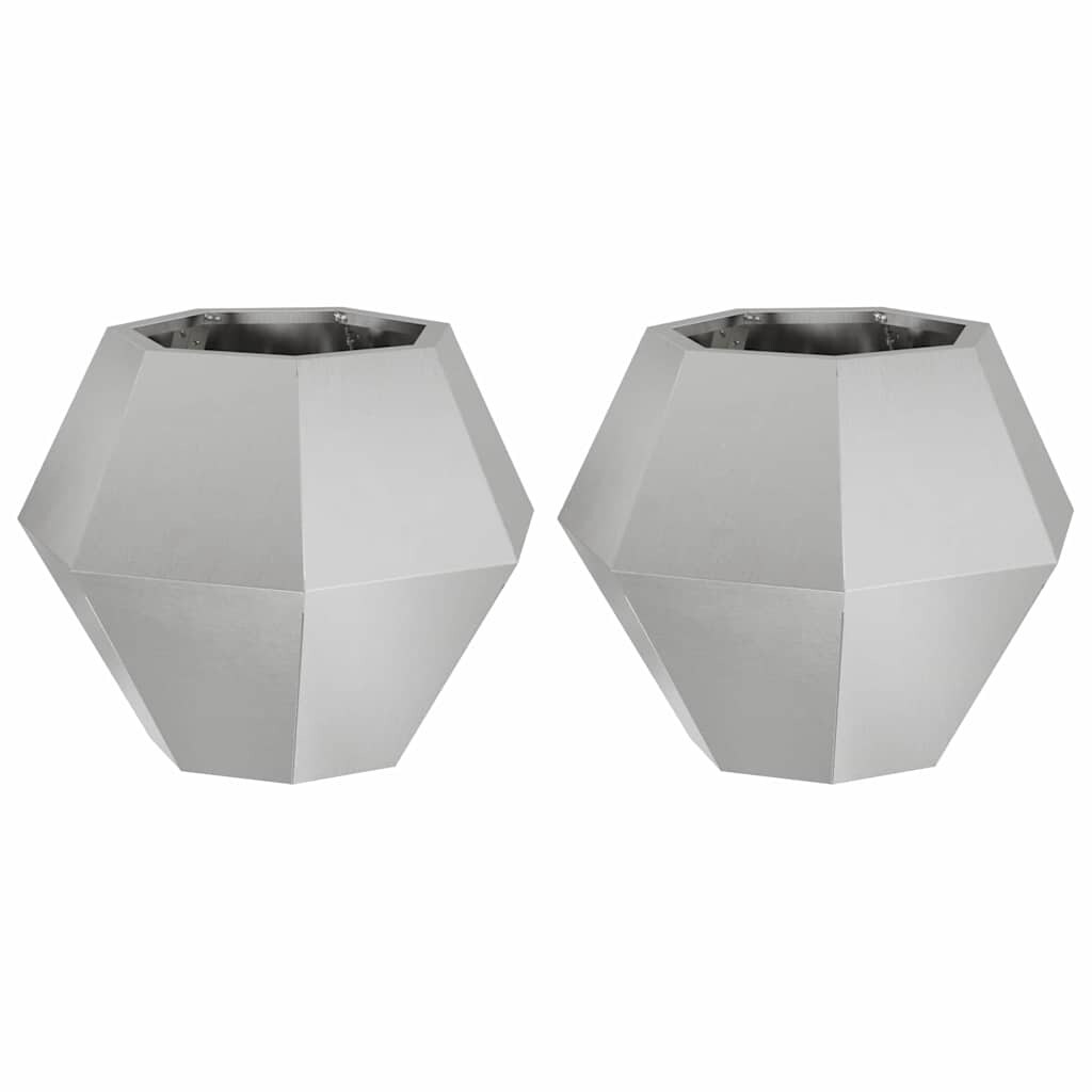 vidaXL Pflanzkübel 2 pcs Silber 50 x 50 x 40 cm Edelstahl Image