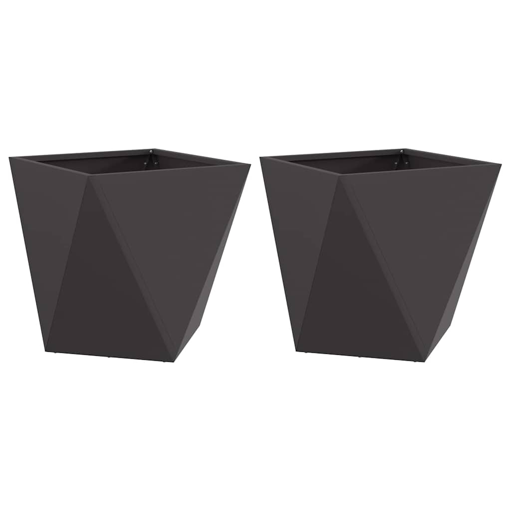 vidaXL Pflanzkübel 2 pcs Schwarz 50 x 50 x 50 cm Stahl Image