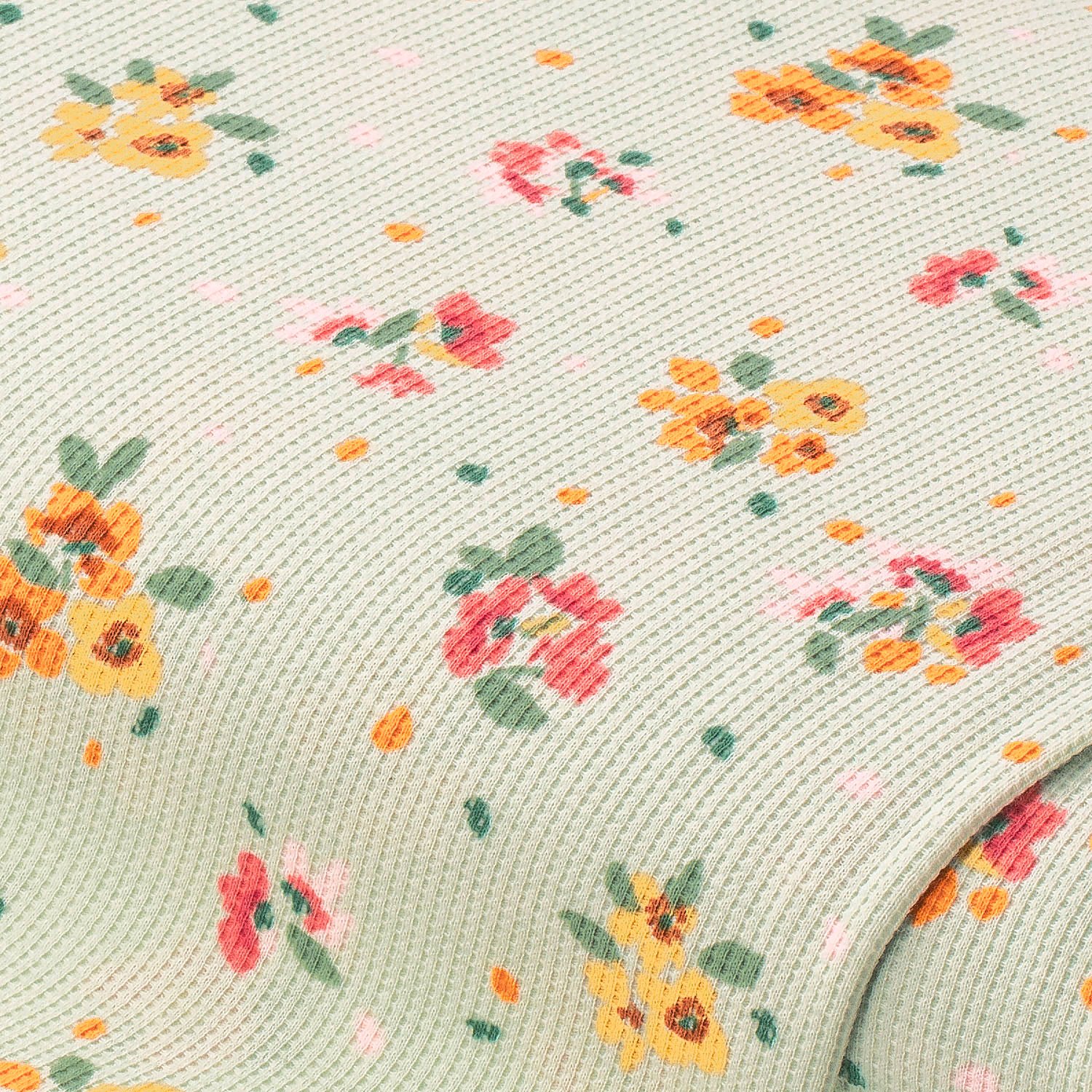 Baumwoll-Waffeljersey „Blumen“ mit Elasthan, mint-color Image