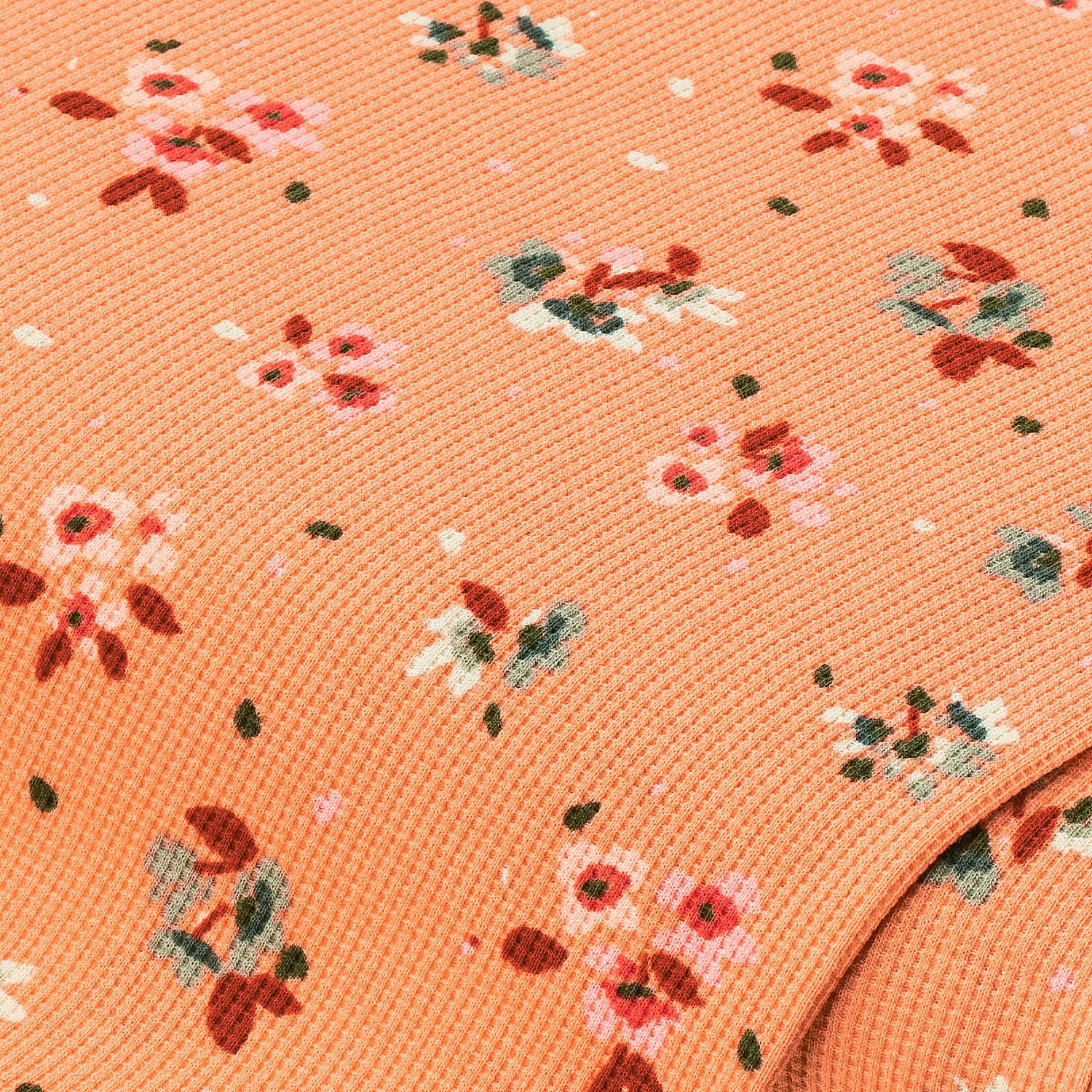 Baumwoll-Waffeljersey „Blumen“ mit Elasthan, lachs-color Image