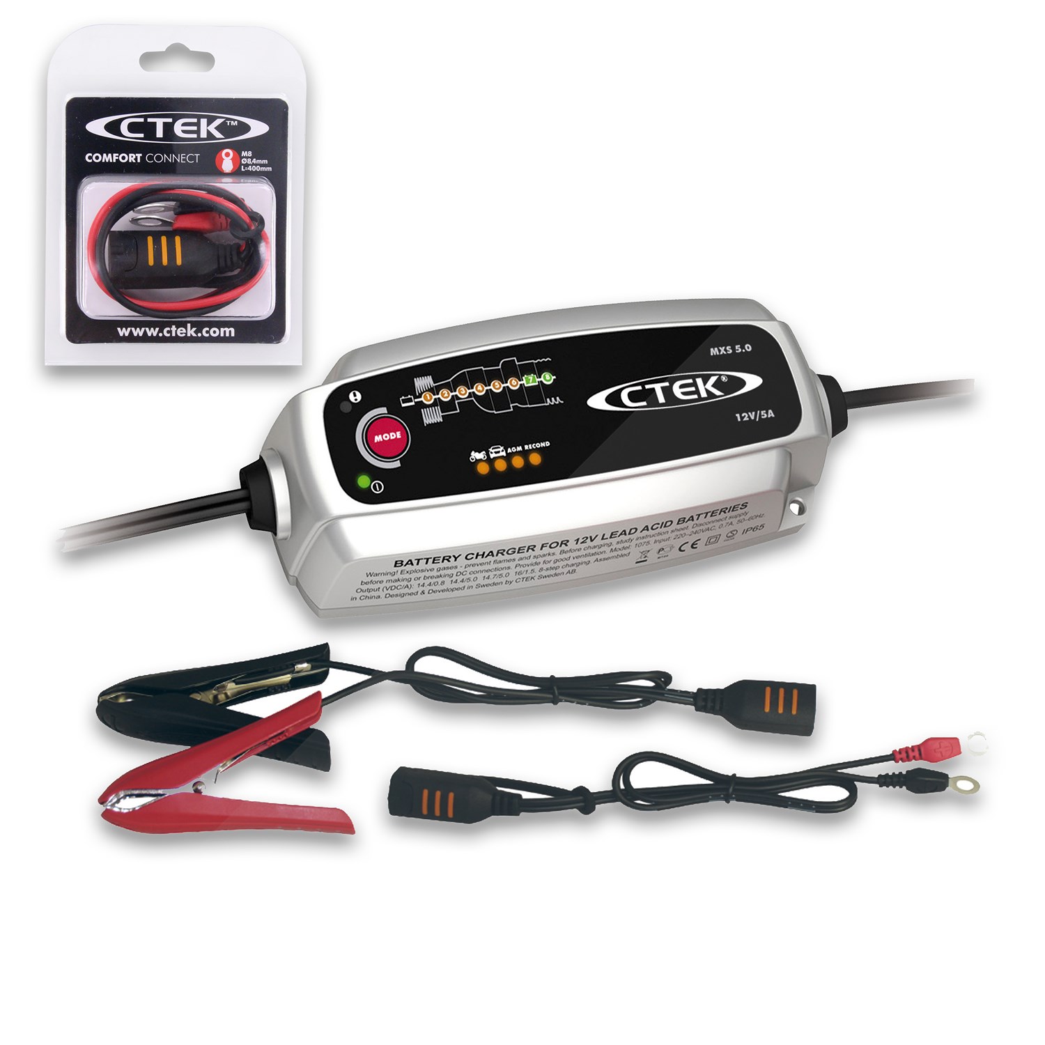 Ctek MXS 5.0 Ladegerät + Schnellkontaktkabel M6 [Hersteller-Nr. 40512857] Image