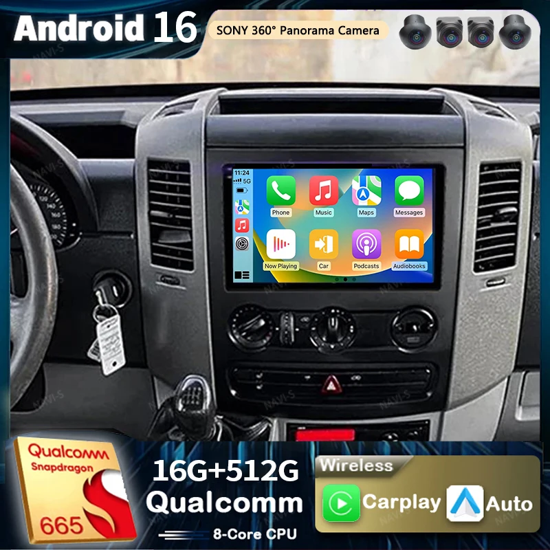 Android 16 Für Benz Sprinter Volkswagen Crafter 2006 - 2016 2K QLED Android Autoradio Multimedia Videoplayer GPS Stereo CarPlay Image