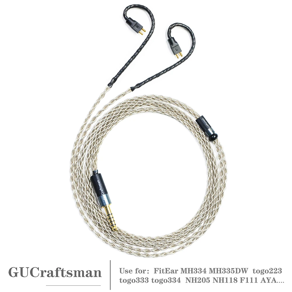 GUCraftsman 6N Single Crystal Silver Upgrade-Kopfhörerkabel für FitEar MH334 MH335DW togo334 Private 223 Private 333 F111 Image
