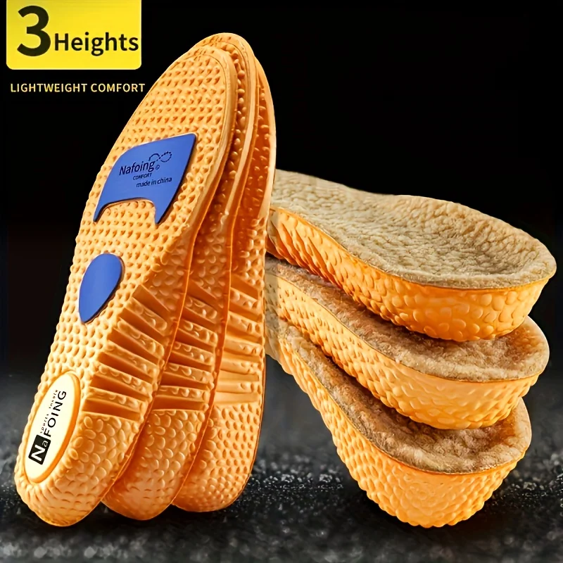 1 paar Winter Bequeme Warme Einlegesohlen für Schuhe Höhe Erhöhen Weiche Thermische Verdicken Schuhe Kissen für Männer Frauen Arch Support Image