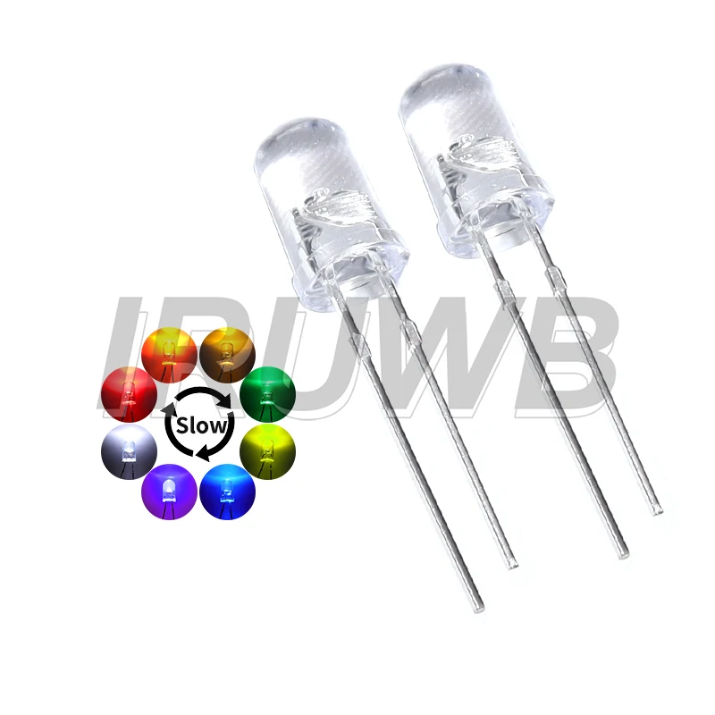 50 Stück 2 Pins klare runde Linse elektronische Komponenten 5 mm mehrfarbige langsam/schnell blinkende LED-Diode blinkende Leuchtdioden Image