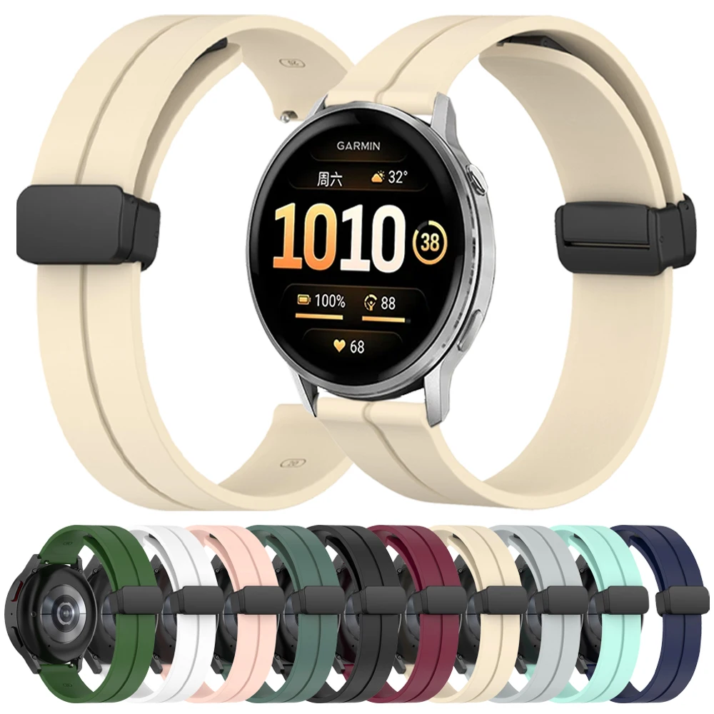 20mm 22mm Silikon Armband Für Garmin Venu4 3 Sq 2 Armband Für Garmin Forerunner 165 265 570 255 245 55 Magnetische Schnalle Armband Image