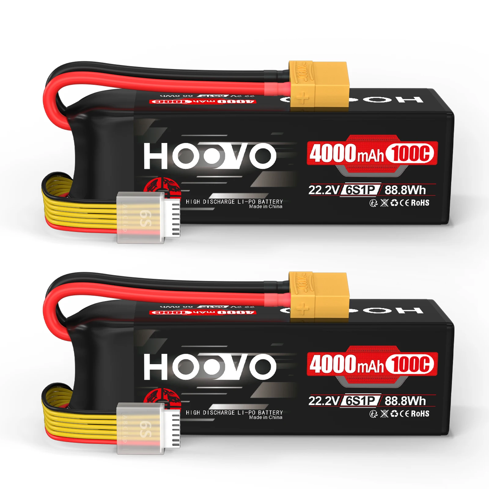 2PCS HOOVO 22,2 V 1300mah 3300mah 4000mah 4500mah 6S Lipo Batterie 100C 120C Mit XT60 XT90 EC5 Stecker für RC flugzeug hubschrauber Image