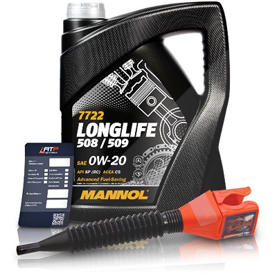 Mannol 5 L Longlife 508/509 0W-20 + Ölwechsel-Anhänger + Einfülltrichter [Hersteller-Nr. MN7722-5] Image