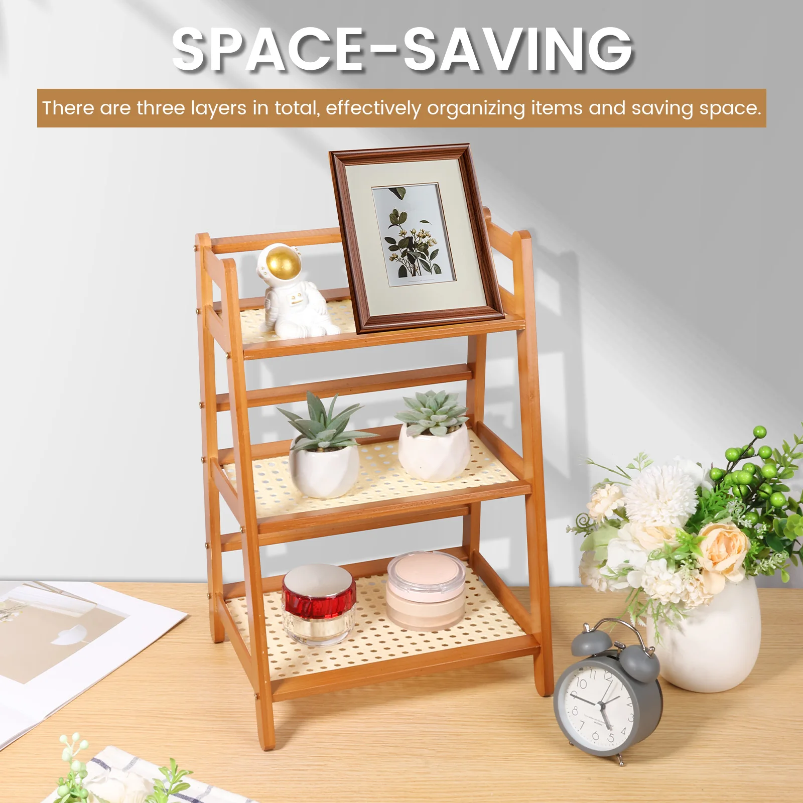 2/3-stufiger Bambus-Arbeitsplatten-Organizer, Mehrzweck-Pflanzenregal für die Küche, Schminktisch und Aufbewahrungsregal für zu Hause Image