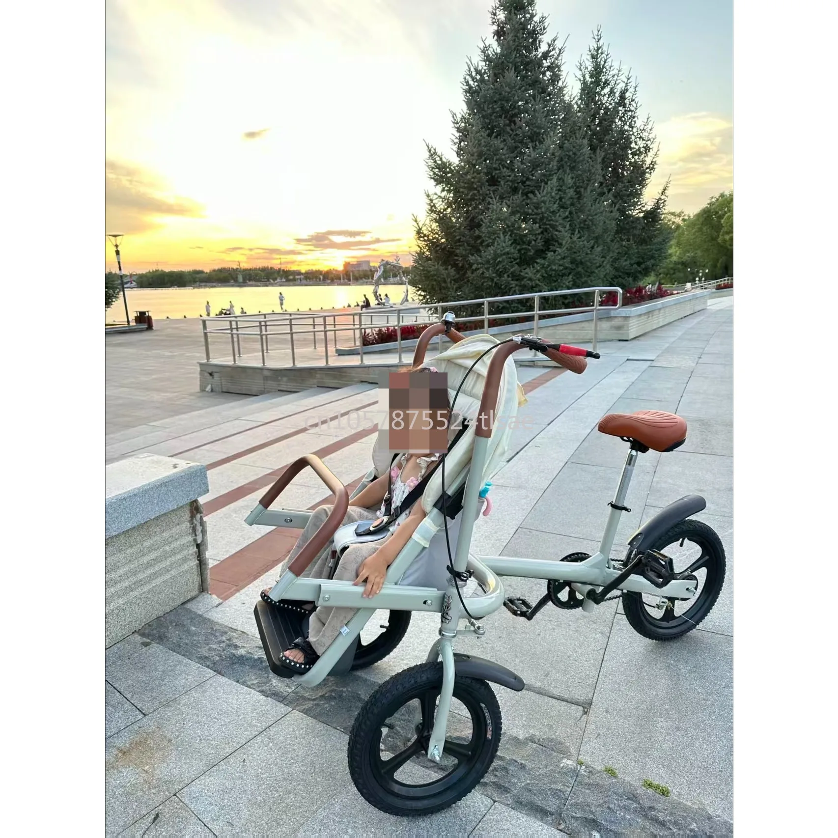 Neues selbstfahrendes Dreirad mit Kinder-Eltern-Kind-Fahrrad 20-Zoll-Babysitz vorne Image