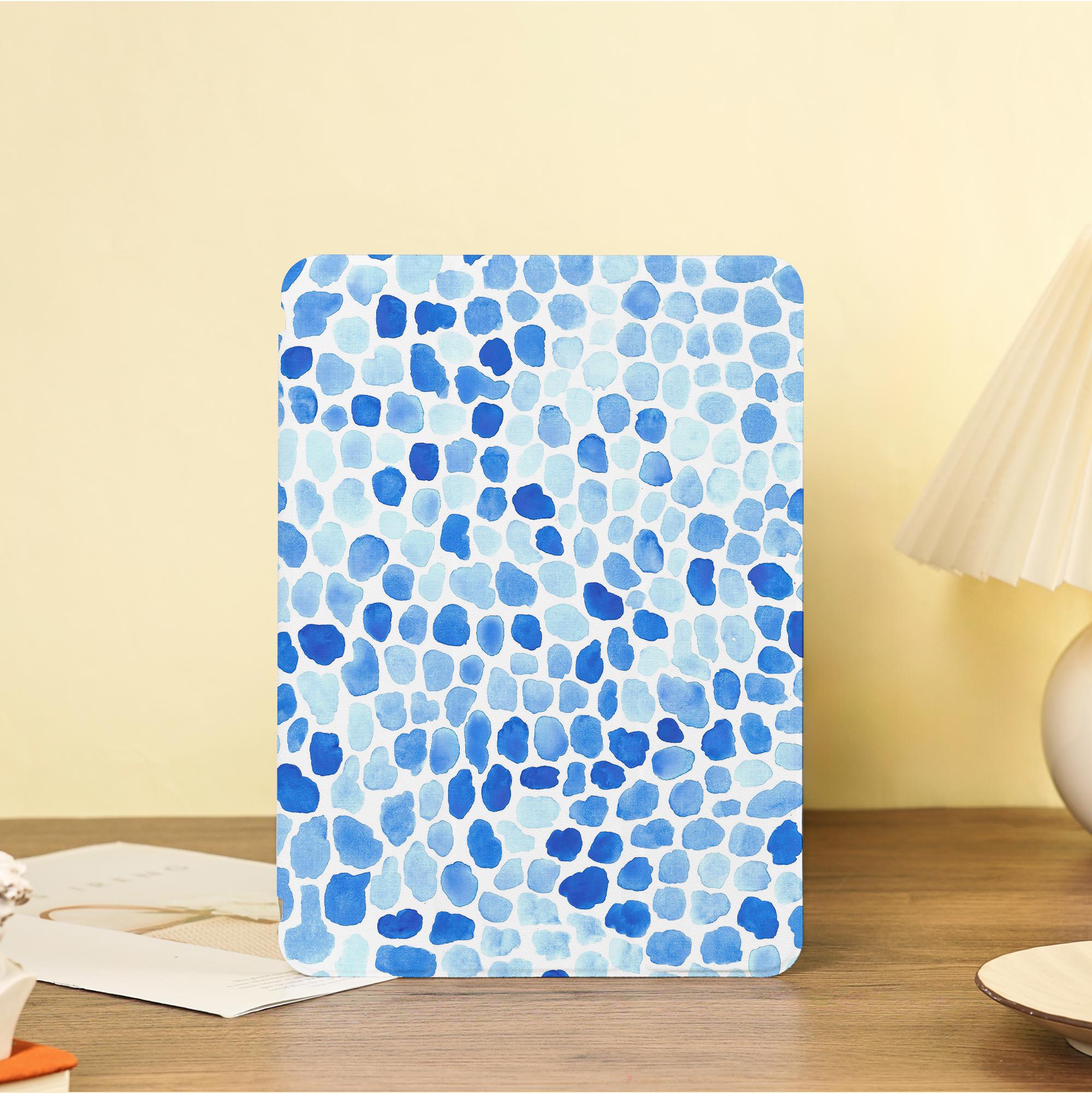 "Custodia per iPad con motivo a pois blu sfocati e portapenne per iPad Air 7/6/5 13\"11\" iPad 9.7\"10.2\"10.9\"12.9\" iPad Pro 9.7\"11\"12.9\" iPad Mini 7/6/5"
