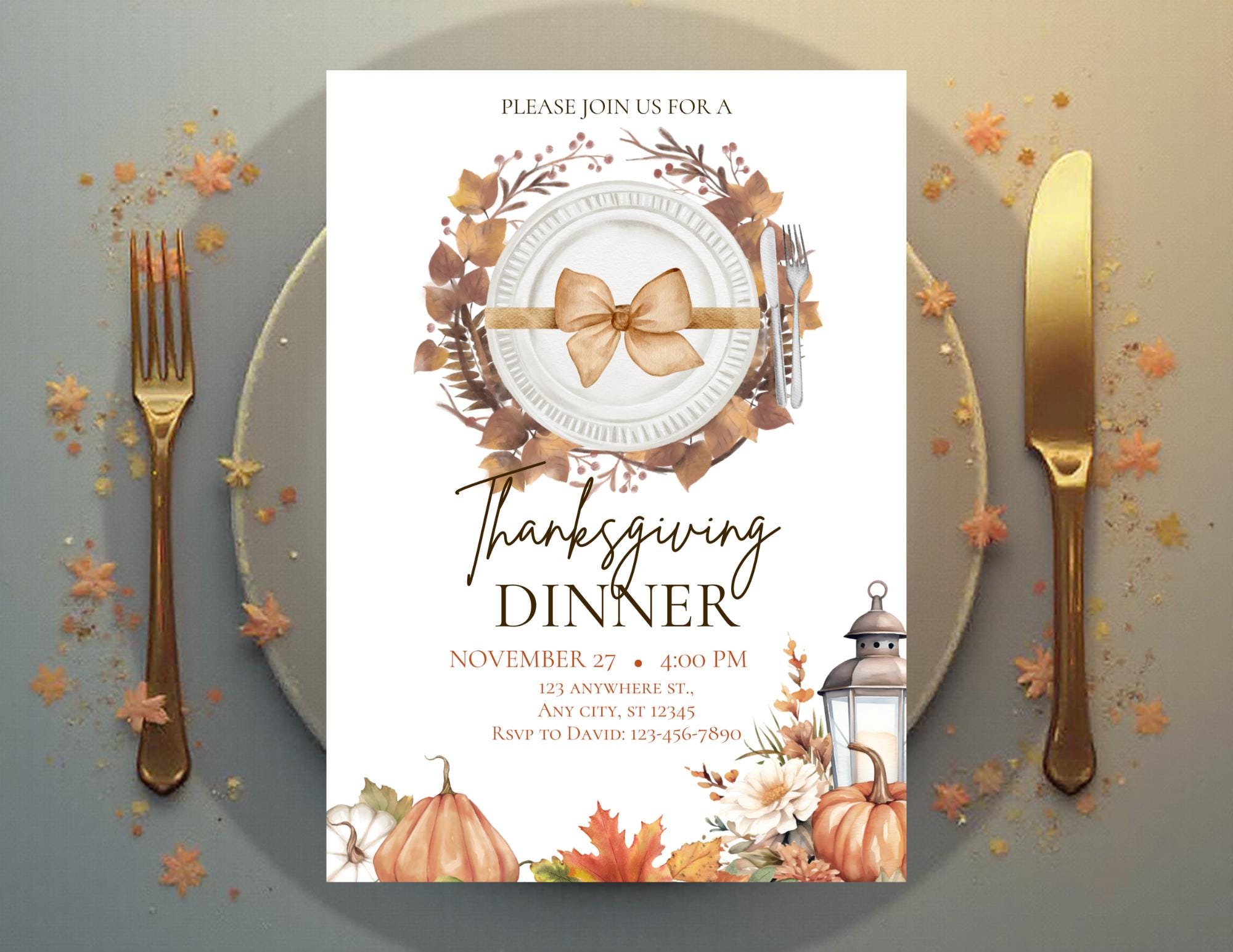 Invito alla cena del Ringraziamento MODIFICABILE, modello di invito per il Ringraziamento tra amici, Ringraziamento, invito digitale modificabile per