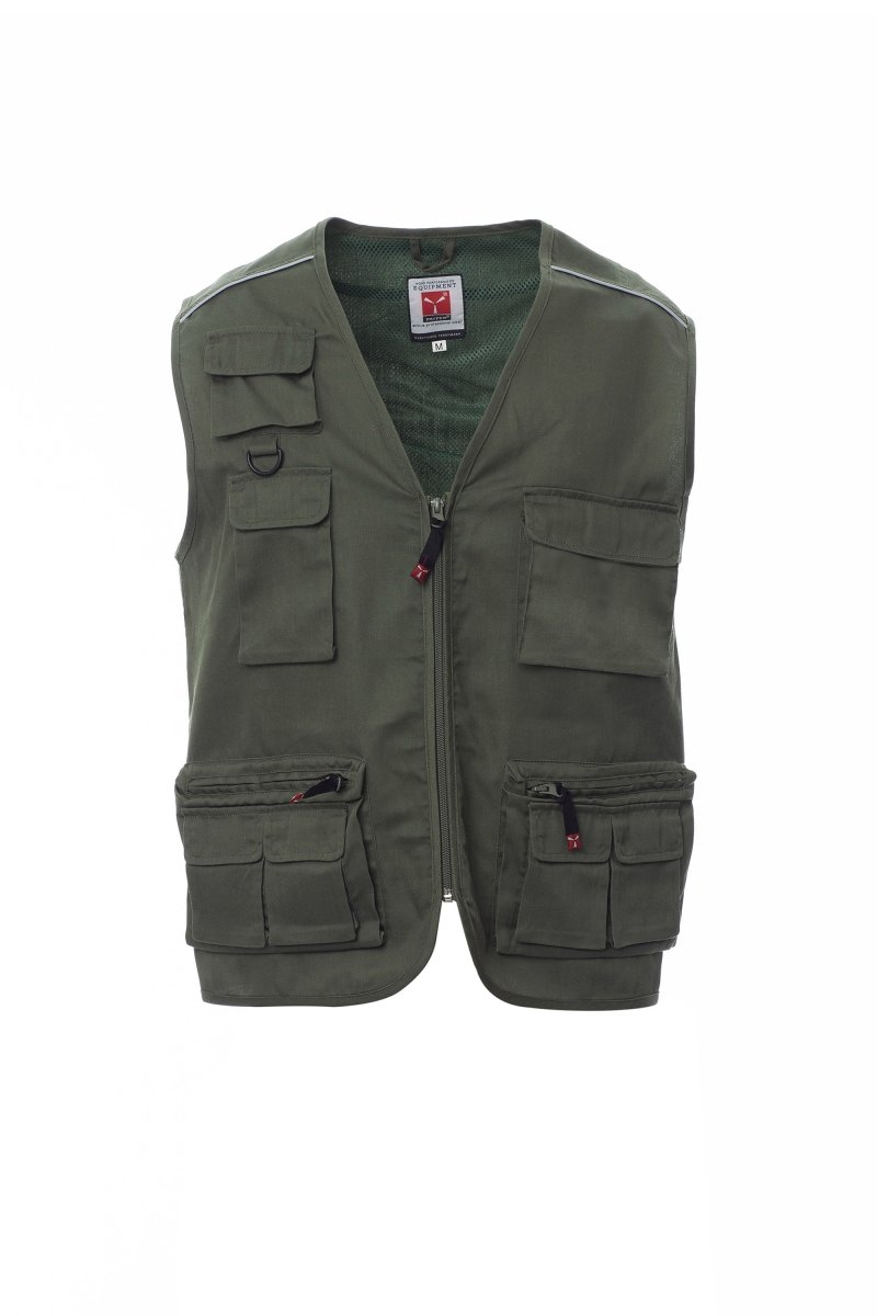 PAYPER Weste POCKET – funktionale Arbeitsweste mit vielen Taschen, robust, leicht, für Handwerk, Logistik, Outdoor militärgrün 3XL Image
