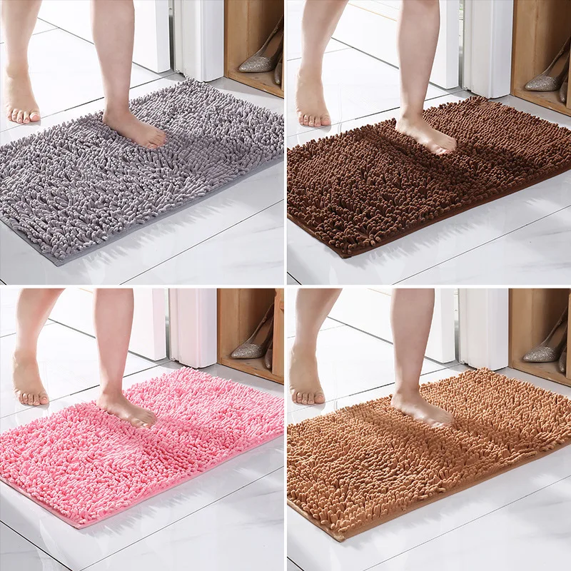 Inyahome peluche microfibre antidérapant doux salle de bain tapis absorbant lavable en Machine Chenille tapis de bain séchage rapide Shag salle de bain tapis