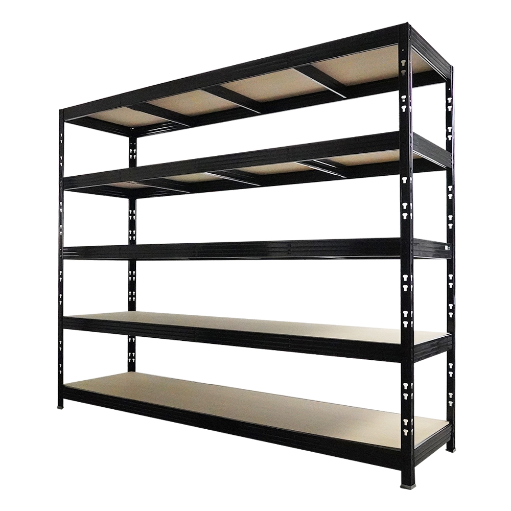 PROREGAL Profi Schwerlastregal RHINO | HxBxT 200x240x70cm | 5 Spanplatten-Ebenen 8mm | Fachlast 450kg | Schwarz | Stecksystem Lagerregal Regalsystem Image