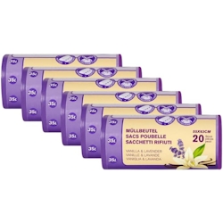 Lauroo 6 Rollen x 20 Beutel Allzweckbeutel Reißfeste Müllbeutel mit Zugband 35L - Vanilla & Lavender Image